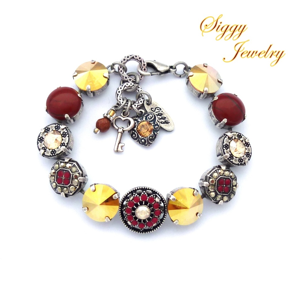 Swarovski Crystal Silk Road Bracelet, Gold and Red